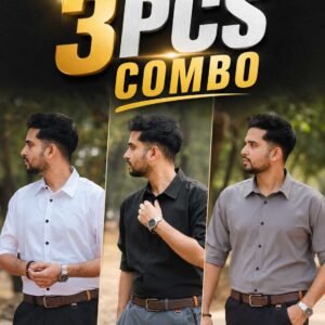 White + Black + Ash Formal stretch Shirt 3_Pcs Combo Offer